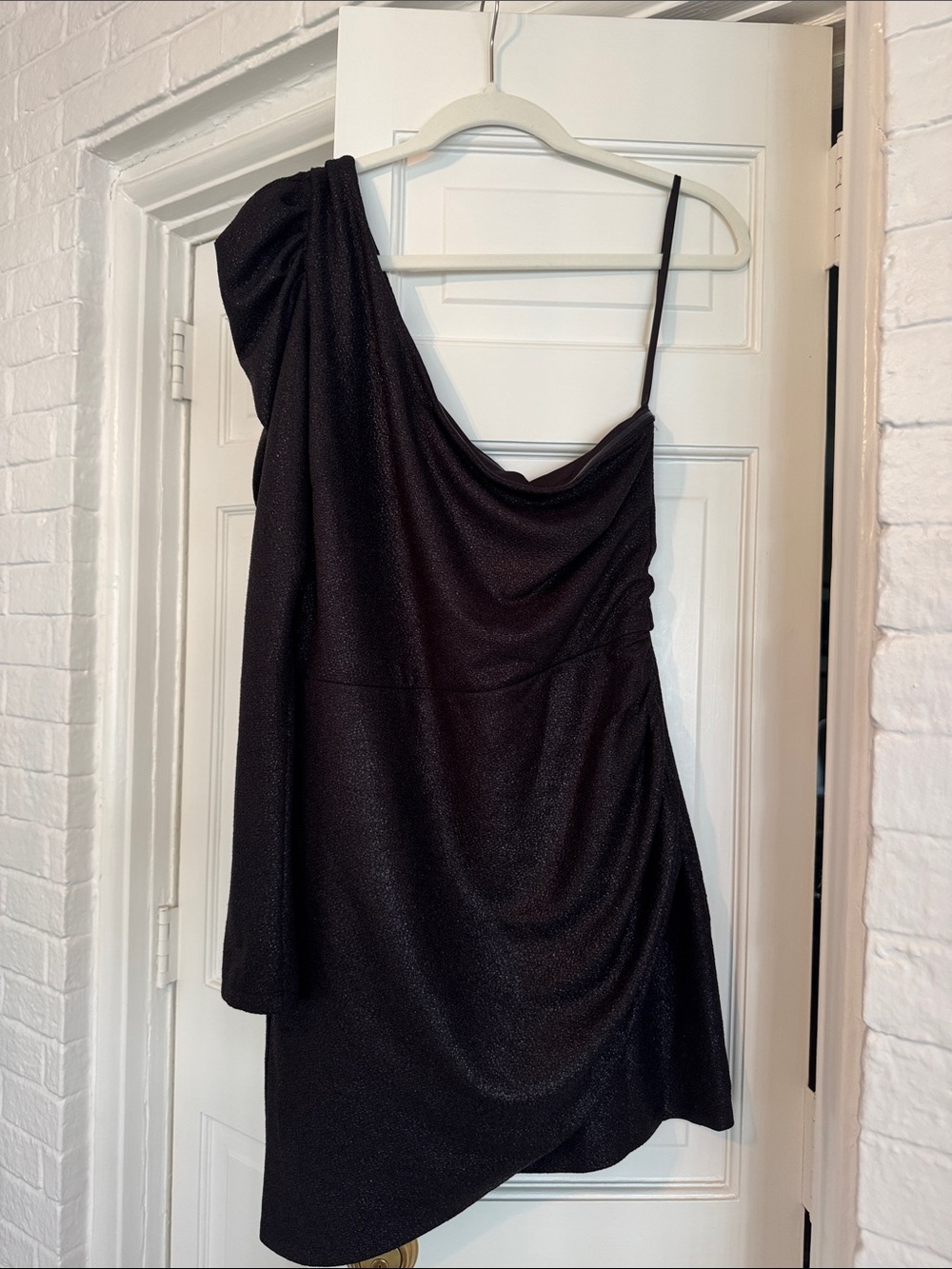 Aqua Black Asymmetrical One-Shoulder Sparkle Dress